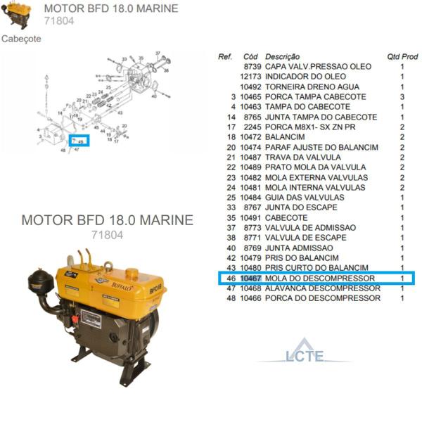 Imagem de Mola Do Descompressor Do Motor BFD(E)18.0 Termossifão