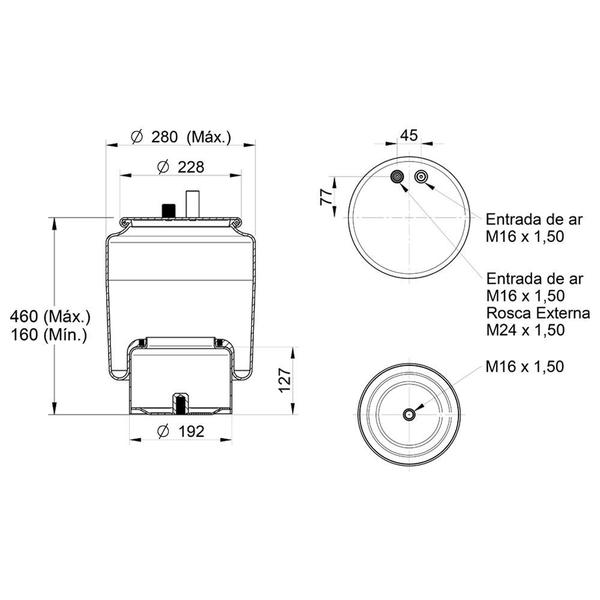 Imagem de Mola Pneumática Susp Eixo c Sensor/Base MB Axor/Actros 2 Un