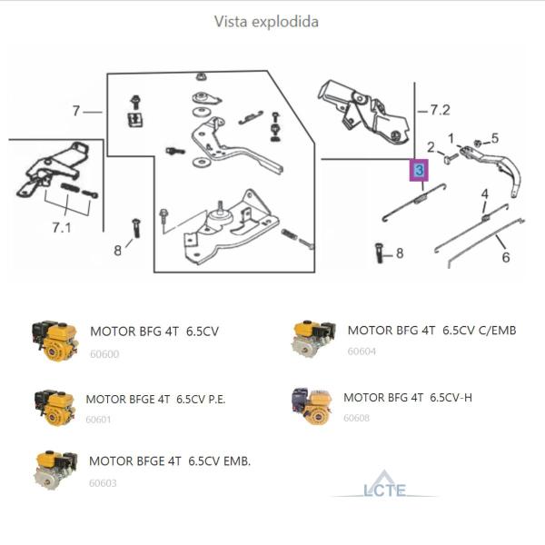 Imagem de Mola Retorno Longa 2 P/ Motor BFG 7.0cv Plus Buffalo