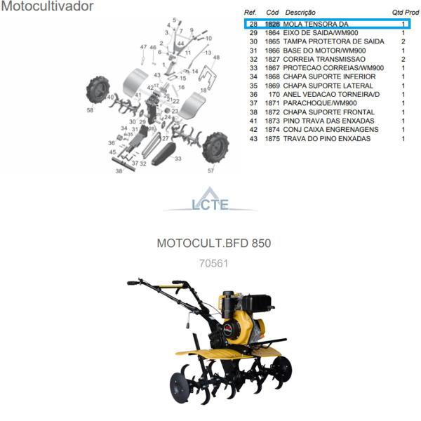 Imagem de Mola Tensora P/ Motocultivador BFD 850 Buffalo Original 1826