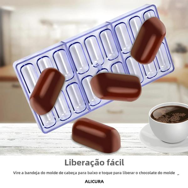 Imagem de Molde de Chocolate 3D em Policarbonato - Esfera, Bomba e Bolo