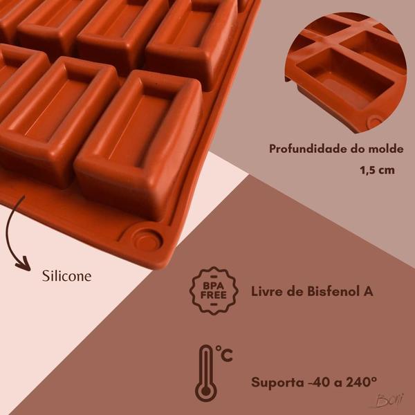 Imagem de Molde de Chocolate Forma Silicone 19x16cm 25 Cavidades Confeitaria 
