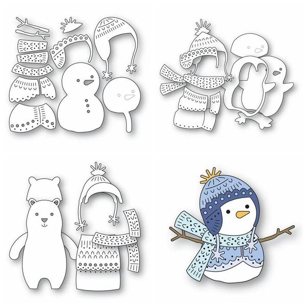 Imagem de Molde De Corte De Metal Nórdico Boneco De Neve Urso Pinguim Para Scrapbooking Cartão De Natal