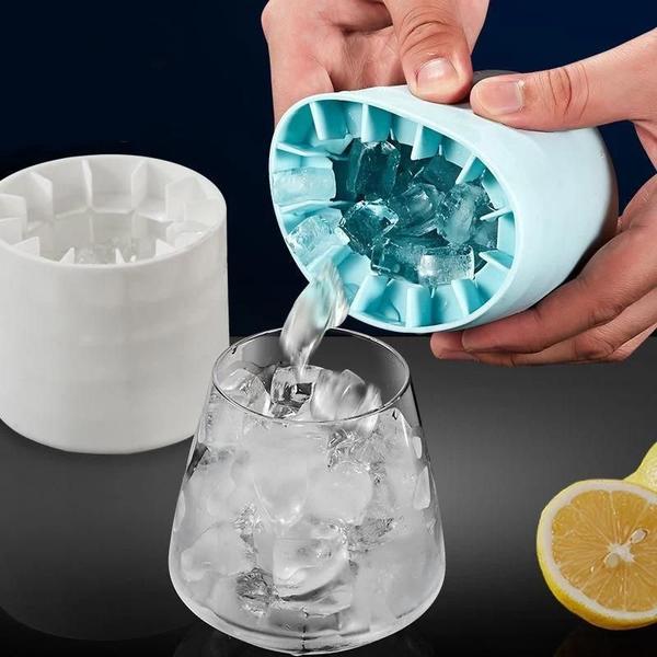 Imagem de Molde de Cubo de Gelo de Silicone Redondo - Forma de Balde para Drinks