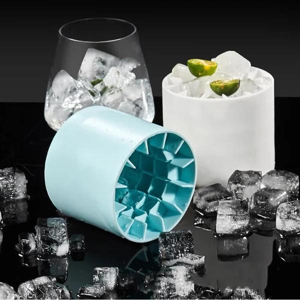 Molde de Cubo de Gelo de Silicone Redondo - Forma de Balde para Drinks Imagem de Molde de Cubo de Gelo de Silicone Redondo - Forma de Balde para Drinks