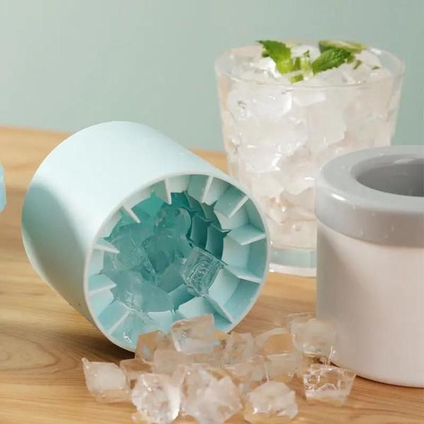 Molde de Cubo de Gelo de Silicone Redondo - Forma de Balde para Drinks Imagem de Molde de Cubo de Gelo de Silicone Redondo - Forma de Balde para Drinks