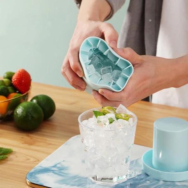 Imagem de Molde de Cubo de Gelo de Silicone Redondo - Forma de Balde para Drinks