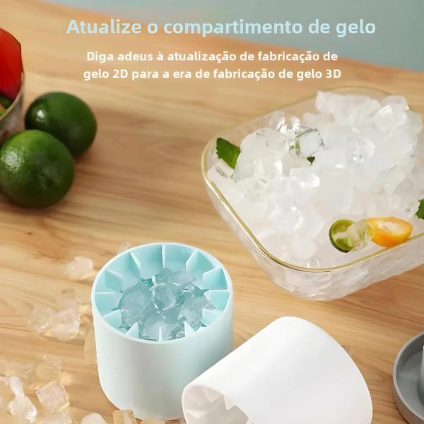 Imagem de Molde de Cubo de Gelo de Silicone Redondo - Forma de Balde para Freezer - Faça Gelo em Casa