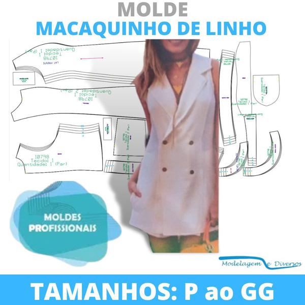 Molde de macaquinho de linho, modelagem&diversos, correios Imagem de Molde de macaquinho de linho, modelagem&diversos, correios