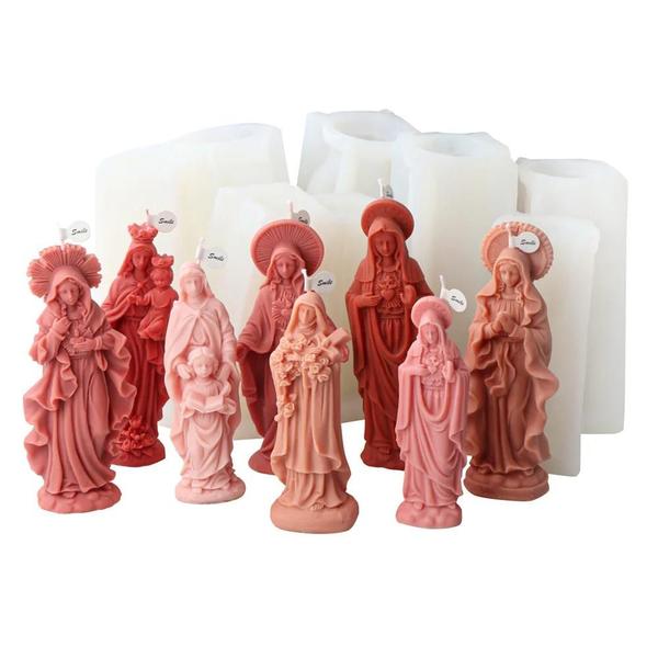 Imagem de Molde de Silicone 3D da Virgem Maria - Para Velas, Gesso e Decoração Religiosa