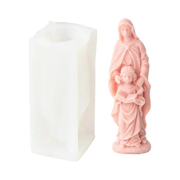 Imagem de Molde de Silicone 3D da Virgem Maria - Para Velas, Gesso e Decoração Religiosa