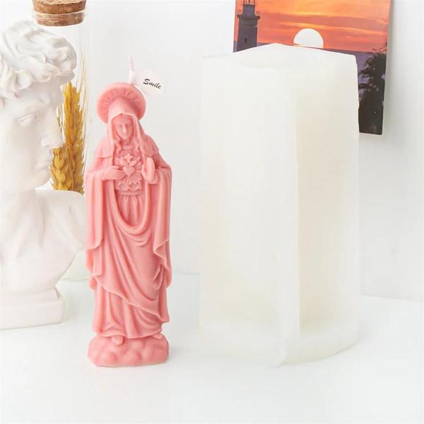 Imagem de Molde de Silicone 3D da Virgem Maria - Para Velas, Gesso e Decoração Religiosa