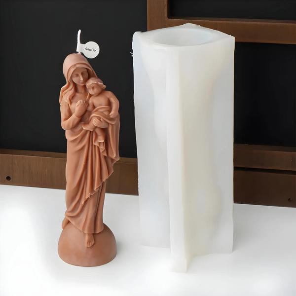 Imagem de Molde de Silicone 3D da Virgem Maria - Para Velas, Gesso e Decoração Religiosa