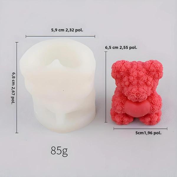 Imagem de Molde de Silicone 3D em Formato de Urso Teddy Rosa para Vela Aromaterapia