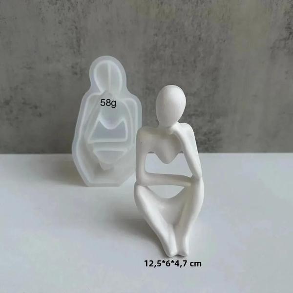 Imagem de Molde de Silicone 3D para Estátua Pensador - Arte Nórdica Abstrata em Resina Epóxi