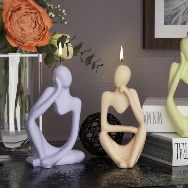 Imagem de Molde de Silicone 3D para Estátua Pensador - Arte Nórdica Abstrata em Resina Epóxi