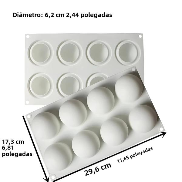 Imagem de Molde de Silicone 3D para Meia Esfera de Chocolate e Bolo - Ideal para Trufas