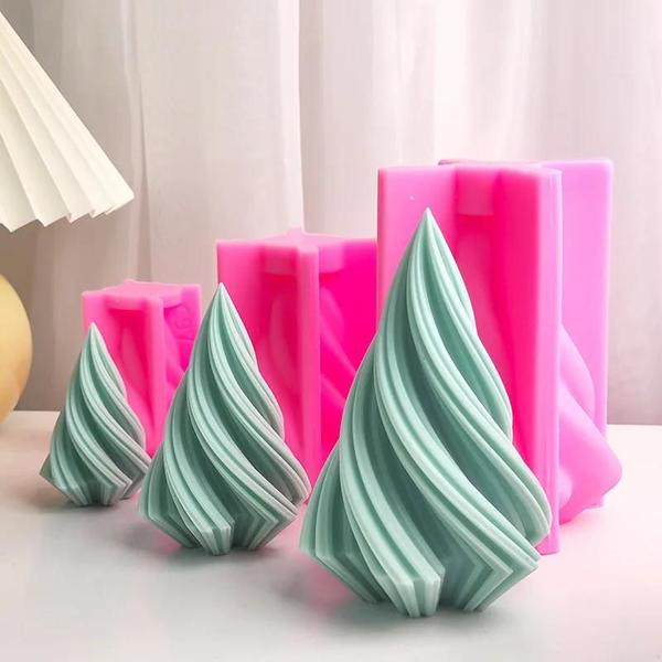 Imagem de Molde de Silicone 3D para Velas, Chocolates e Sabonetes - Design Geométrico de Onda Espiral