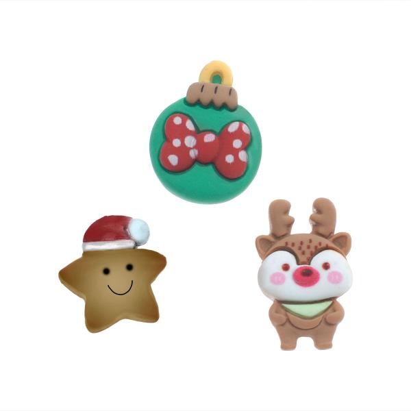 Imagem de Molde de silicone  986 - Natal 1 - Rena + Bolinha + Estrela de Toca