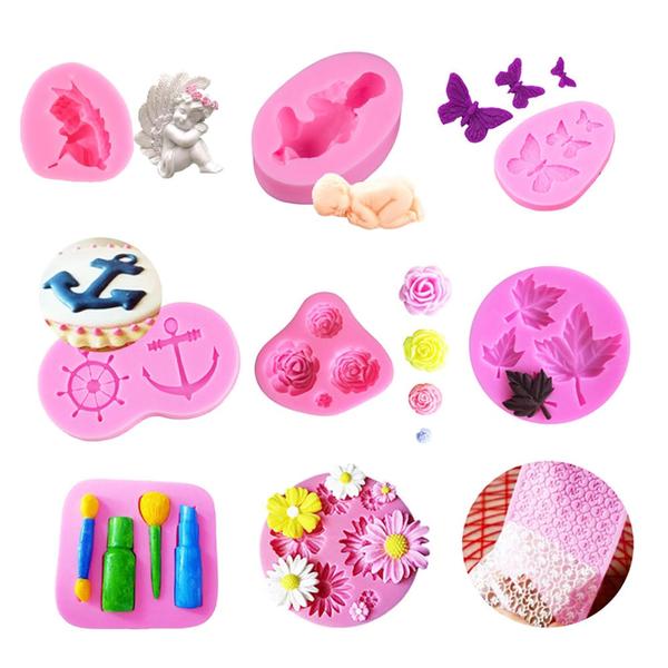 Imagem de Molde De Silicone Bebê Flor Âncora Borboleta Diversos Kit31