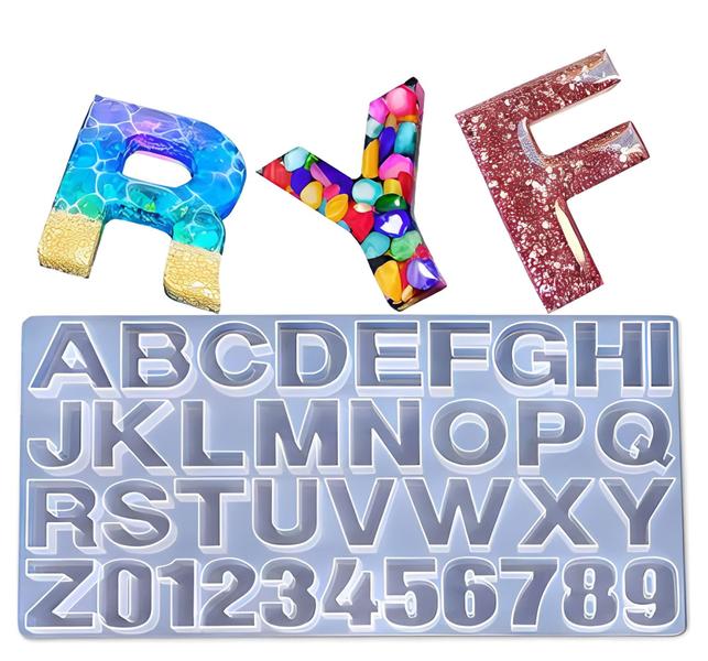 Imagem de Molde de Silicone Forma de Letras Alfabeto Para Produtos de Resina