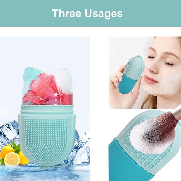 Molde de silicone Ice Roller AECW Reutilizável Cube com pincel azul Imagem de Molde de silicone Ice Roller AECW Reutilizável Cube com pincel azul