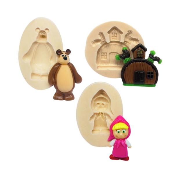 Imagem de Molde de silicone kit masha e o urso, resina, confeitaria, biscuit molds planet