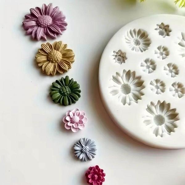 Imagem de Molde de Silicone Mini Flores Margaridas 13 Cav