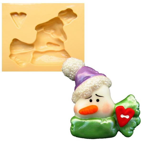 Imagem de Molde de Silicone para Biscuit Casa da Arte - Modelo: Boneco de Neve Coração 68