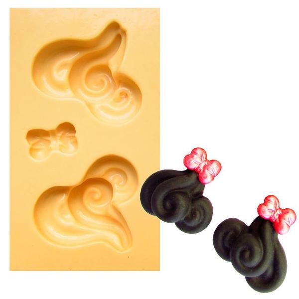 Imagem de Molde de Silicone para Biscuit Casa da Arte - Modelo: Cabelos Encaracolados 1247