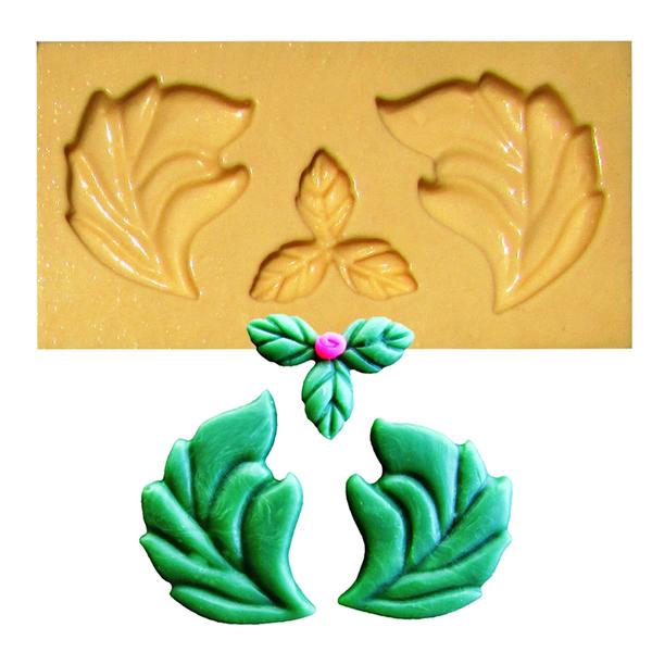 Imagem de Molde de Silicone para Biscuit Casa da Arte  Modelo: Folhas Cantoneira 1396