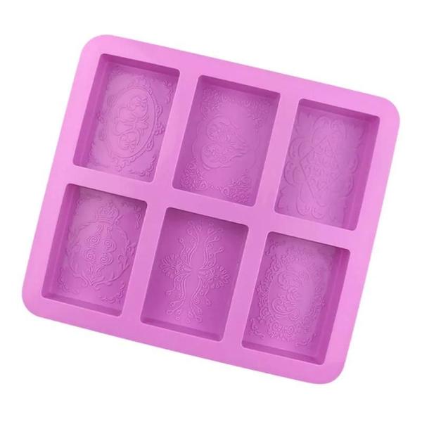 Imagem de Molde de Silicone para Sabão Artesanal com Padrão Floral - 6 Grades