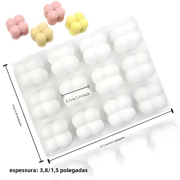 Molde de Silicone para Vela em Cubo - 12 Cavidades - Ideal para Mousse e Bolo Imagem de Molde de Silicone para Vela em Cubo - 12 Cavidades - Ideal para Mousse e Bolo