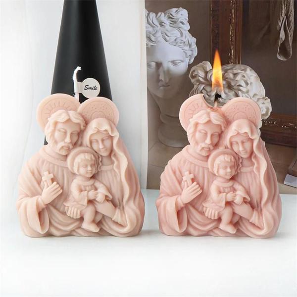 Imagem de Molde de Silicone para Vela - Família Sagrada (Jesus, Maria e José) - Decoração Católica para Casa