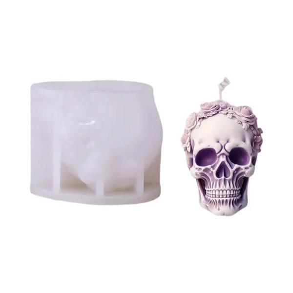 Imagem de Molde de Vela de Silicone 3D com Caveira de Halloween - Para Artesanato em Resina