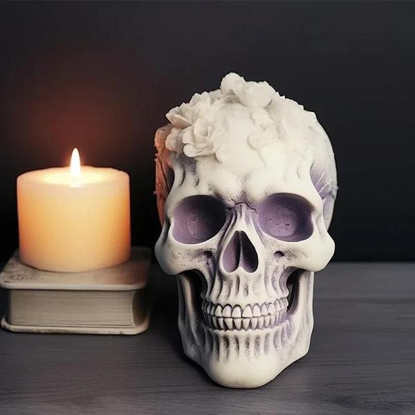 Imagem de Molde de Vela de Silicone 3D com Caveira de Halloween - Para Artesanato em Resina