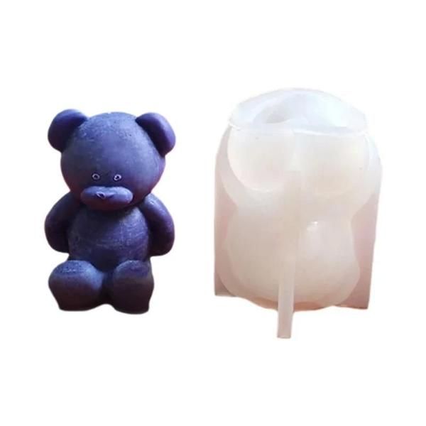 Imagem de Molde De Vela De Silicone De Urso 3D Para Faça Você Mesmo, Gesso, Resina, Sabão, Bolo, Ferramentas