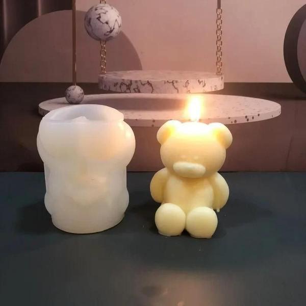 Imagem de Molde De Vela De Silicone De Urso 3D Para Faça Você Mesmo, Gesso, Resina, Sabão, Bolo, Ferramentas