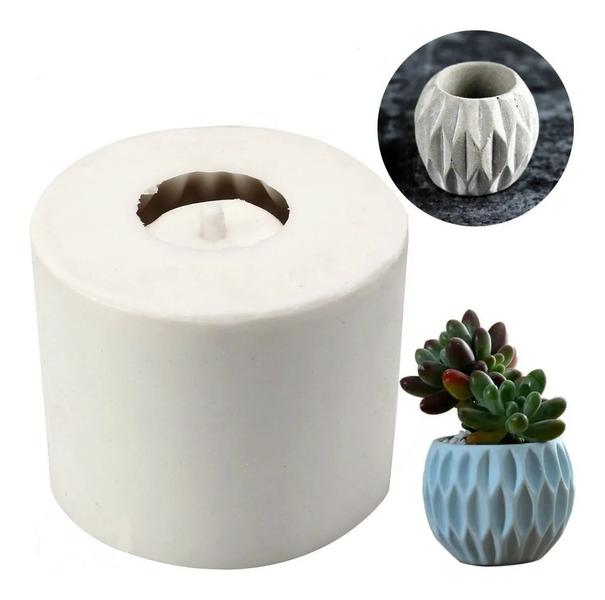 Molde Forma Silicone Vaso Redondo Gesso Cimento Vela - Decore Artesanatos SP Imagem de Molde Forma Silicone Vaso Redondo Gesso Cimento Vela