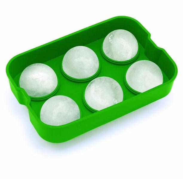 Imagem de Molde para fazer bolas de gelo Wokex 6 esferas com tampa verde silicone