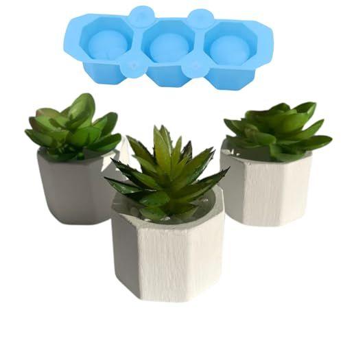 Imagem de Molde Silicone 3 Vasos Vela Suculenta Gesso Cimento Resina Molde para Vaso Cactos Forma de Silicone para Plantas Pequena