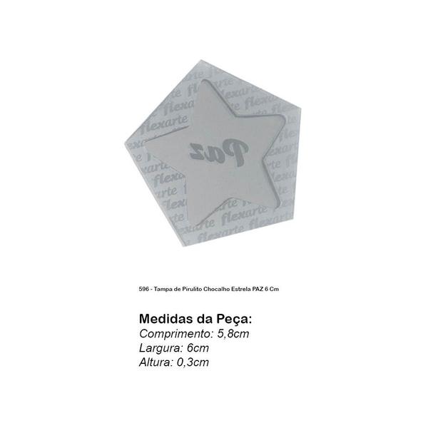 Imagem de Molde Silicone 596 - Tampa Pirulito Chocalho Estrela Paz 6cm