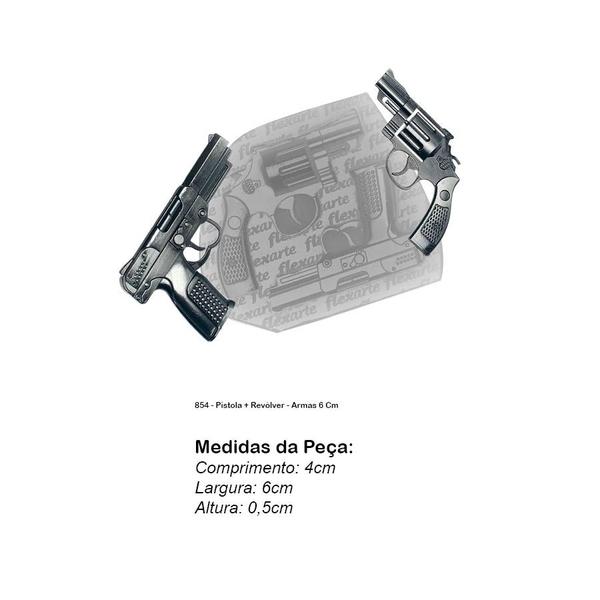 Imagem de Molde Silicone 854 - Pistola + Revólver - Armas - Flexarte