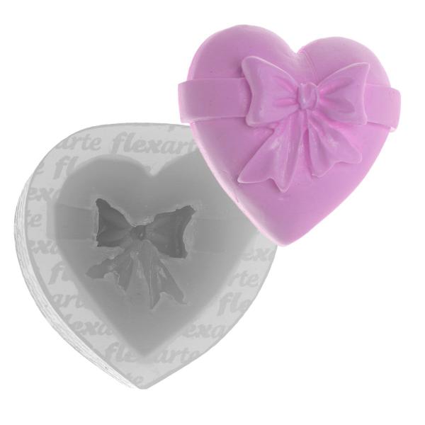 Molde Silicone 858 - Coração C/ Laço Naia - Flor - Flexarte Imagem de Molde Silicone 858 - Coração C/ Laço Naia - Flor - Flexarte