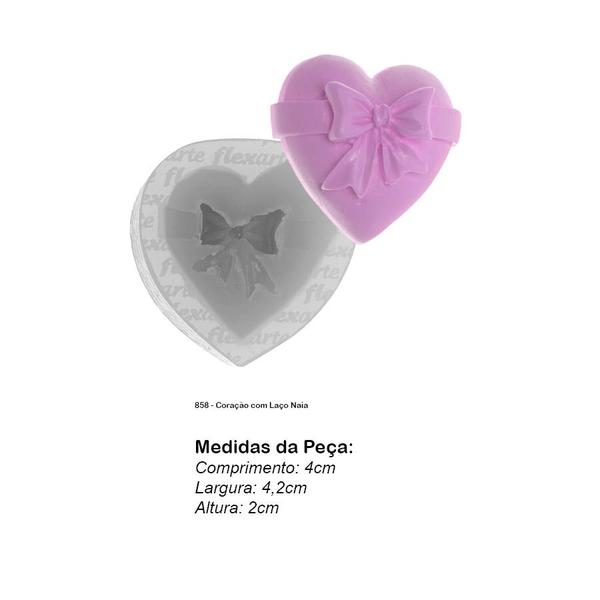 Molde Silicone 858 - Coração C/ Laço Naia - Flor - Flexarte Imagem de Molde Silicone 858 - Coração C/ Laço Naia - Flor - Flexarte