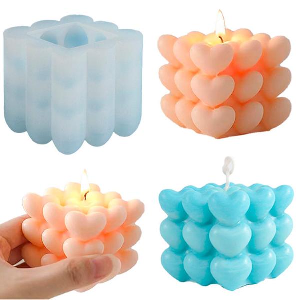 Imagem de Molde Silicone Bubble Coração Bolinha Vela Sabonete Resina