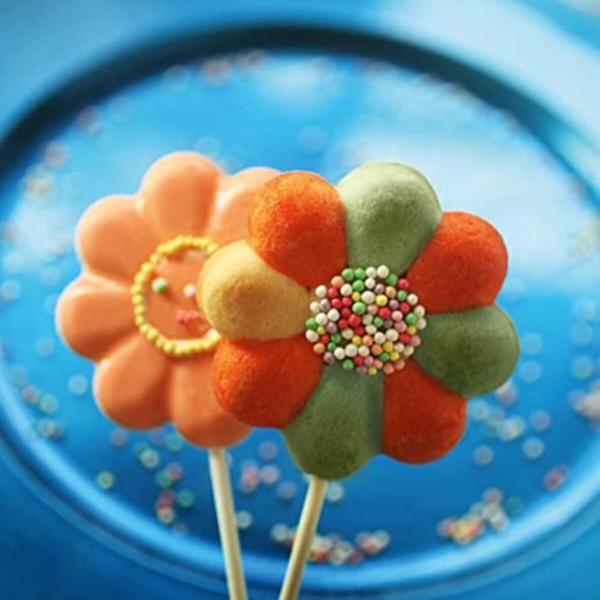 Molde Silicone Pirulito 4 Cavidades Gourmet Flor Silikomart Imagem de Molde Silicone Pirulito 4 Cavidades Gourmet Flor Silikomart