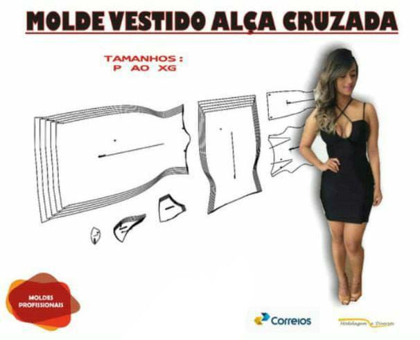 Imagem de Molde Vestido Alça Cruzada frente, Modelagem&Diversos, P ao XG