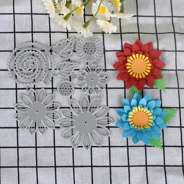 Imagem de Moldes de Corte de Metal 3D - Flores, Abelhas, Folhas, Sol, Nuvens, Chuva e Arco-Íris para Scrapbooking