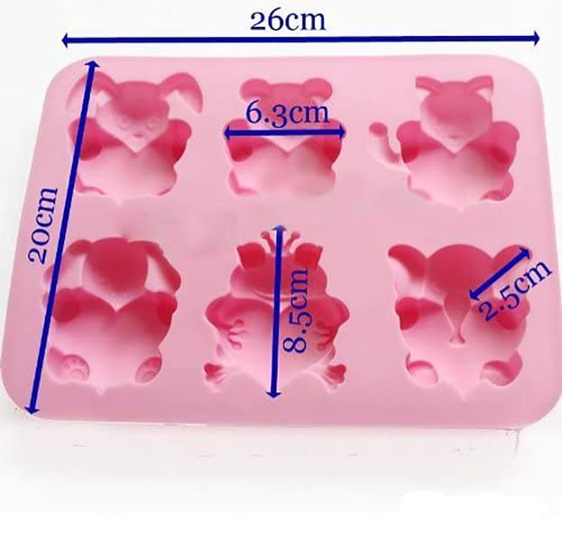 Imagem de Moldes de sabão Wokex, 6 cavidades, diferentes formas fofas de animais